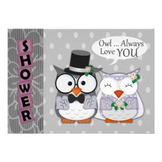 Cute Mr & Mrs Owl Bridal Shower Invitation