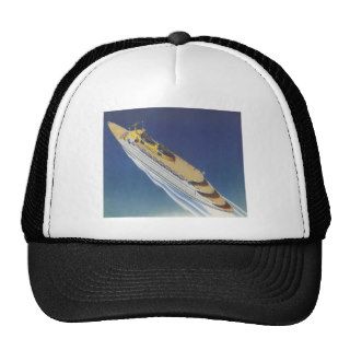 Vintage Cruise Ship in the Ocean Seen Above Trucker Hats