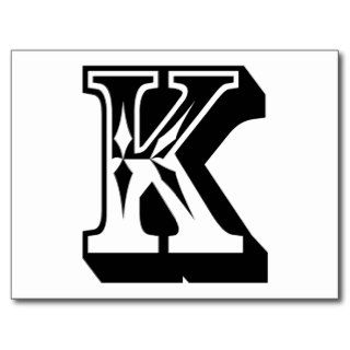 "K" Alphabet Letter Word Text Tee Postcards