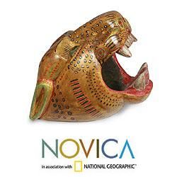 Pinewood 'Maya Jaguar' Sculpture (Guatemala) Novica Statues & Sculptures