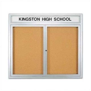 Marsh KB 300 400 Series Wall Mounted Enclosed Bulletin Boards with Name Header   Aluminum Size 42" H x 72" W (3 Doors) 