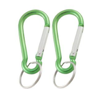 Spring Loaded Gate Green Carabiner Hook Metal Ring Keychain 2 Pcs   Sports Related Key Chains