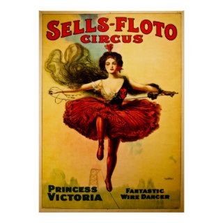 Vintage Sells Floto Circus Wire Walker Poster