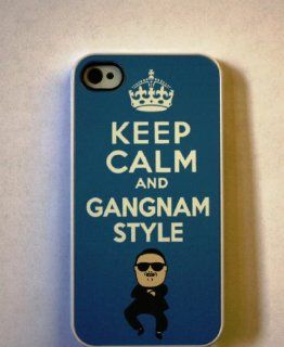 (301wi4) Blue Keep Calm and Gangnam Style Apple iPhone 4 / 4S BLUE Case 