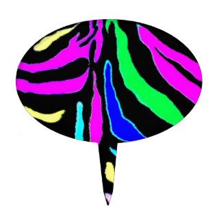 Vibrant Multicolored Zebra Animal Print Cake Pick