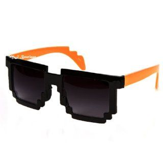 8 Bit Pixel Two Tone Black & Orange Pixelated Sunglasses Dark Lens Video Game Geek Party FREE POUCH  Other Products  