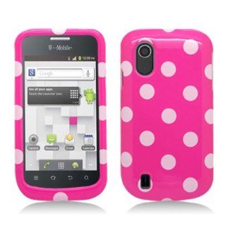 Aimo ZTEV768PCPD306 Cute Polka Dot Hard Snap On Protective Case for ZTE Concord V768   Retail Packaging   Hot Pink/White Cell Phones & Accessories