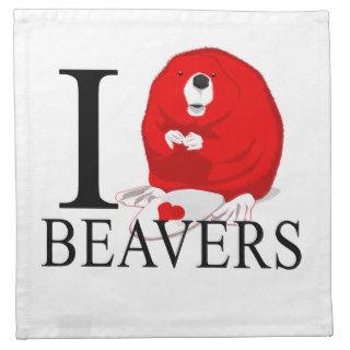 I Love Beavers Printed Napkin
