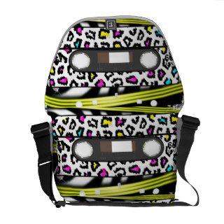 Cassette Tape, cheetah print girly glitter stripes Messenger Bag