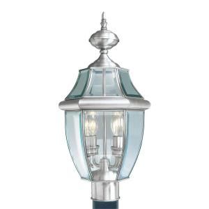 Filament Design 2 Light Outdoor Brushed Nickel Post Head with Clear Beveled Glass CLI MEN2254 91