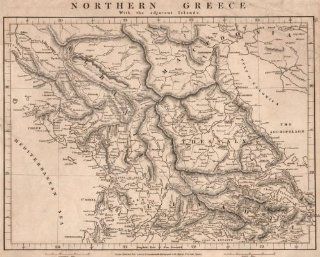NORTHERN GREECE Macedonia Albania Thessaly Livadia Corfu Cephallonia;1828 map  