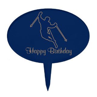 Personalized Jumping Snow Skier Skiing Sport B 2 Oval Cake Pick