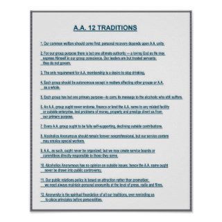A.A. 12  Traditions (Matching 12 Steps Below) Print