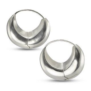CleverEve Designer Series Half Moon Hinged Hoop Italian Style Anticoa Sterling Silver Earrings Anticoa Jewelry
