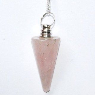Rose Quartz Smooth Cone Pendulum in Velvet Pouch for Dowsing and Divination  Decorative Hanging Ornaments  