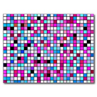 Black, White And Pastels Square Tiles Pattern Postcards