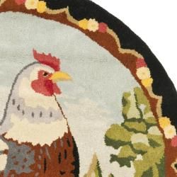 Handmade Novelty Chicken Multi Wool Rug (4' Round) Safavieh Round/Oval/Square