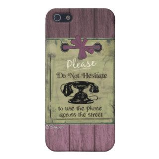 Vintage Puce Wooden Use Phone Across the Street iPhone 5 Case