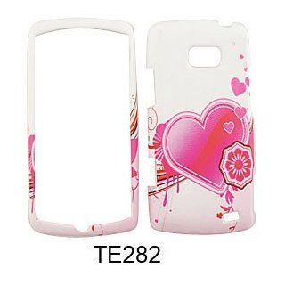 LG Ally vs740 Pink Heart on White Hard Case,Cover,Faceplate,SnapOn,Protector Cell Phones & Accessories
