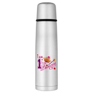 Large Thermos Bottle I Am One Little Princess with Crown Wand and Hearts  Thermoses  