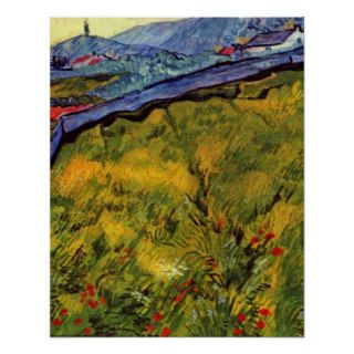 Mountain at sunrise landscape by Vincent van Gogh Poster