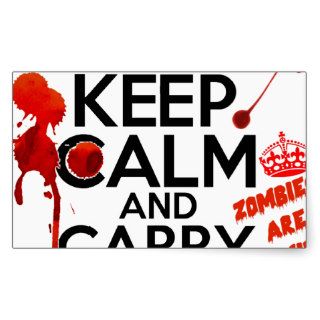 KEEP CALM AND RUN ZOMBIES ARE COMING RECTANGLE STICKER