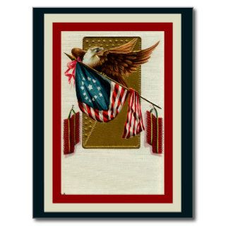 Vintage Eagle and Flag Postcard