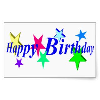 Happy Birthday With Stars Rectangle Stickers