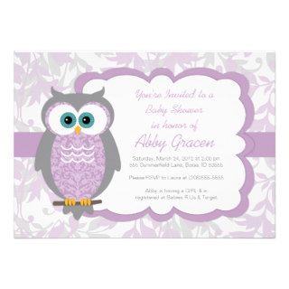 Owl Baby Shower Invitation for Girls, Purple   730