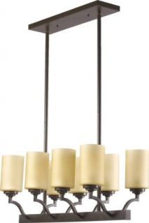 Quorum 6596 8 86 Atwood   Eight Light Island, Oiled Bronze Finish with Amber Scavo Glass   Island Light Fixtures  