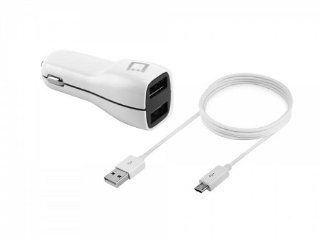 Blackberry Pearl 8220 Dual USB Port High Power 2100mAh Car RV DC Charger Adapter White 