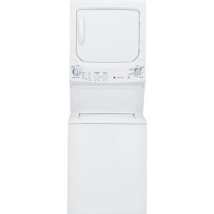 GE Unitized Spacemaker 3.4 DOE cu. ft. Stainless Steel Washer and 5.9 cu. ft. Gas Dryer in White GTUN275GMWW