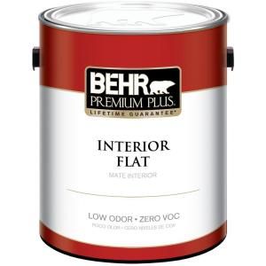 BEHR Premium Plus 1 gal. Ultra Pure White Flat Zero VOC Interior Paint 105001