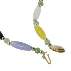 Gems For You 14k Yellow Gold Multi colored Jade 18 inch Necklace Gems For You Gemstone Necklaces