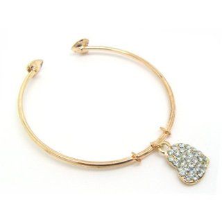 The Olivia Collection Rose Gold Coloured Bangle with Crystal Heart Charm Bangle Bracelets Jewelry