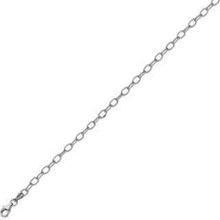 Silver Rhodium Plated 16" 3.5mm Textured Diamond Cut Oval Rolo Chain With Lobster Clasp Chain Necklaces Jewelry