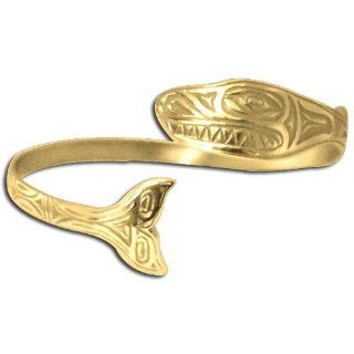 14K Yellow Gold Northwest Coast Orca Bracelet. Made in USA. Bill Wilson Jewelry