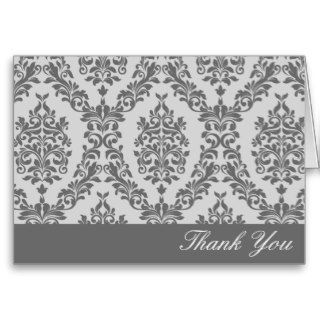 Dim Gray Damask Thank You Cards