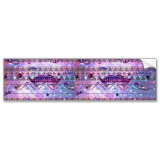 Funny Mustaches Aztec Pink Teal Nebula Polka dots Bumper Stickers
