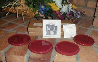 Longaberger Paprika Red Vitrified Pottery Coasters Set of 4 New in Box USA Made  