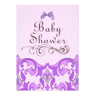 Elegant Purple Damask Baby Shower Invitation