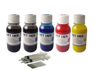 5x4oz ND TM Brand Premium water based pigment ink refill kit for Epson 125 refillable ink cartridges and Epson NX625, WorkForce 320, 323, 325, 520 printers.The item with ND logo.