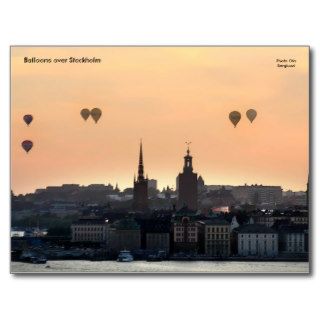 Balloons over Stockholm. Postcard