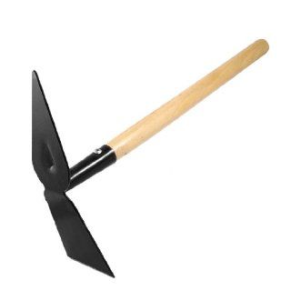 Wooden Handle Black Metal Hand Garden Tool Digging Hoe Shovel 15.7"  Patio, Lawn & Garden