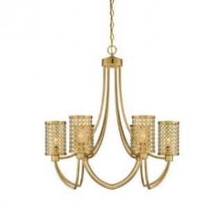 Savoy House 1 1280 6 325 Chandelier with Metal Mesh Shades, Rubbed Brass Finish    