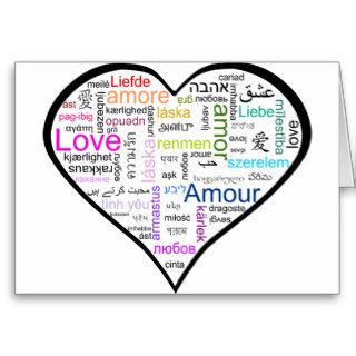 Love in all languages Heart Card