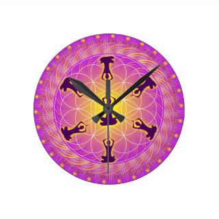 Yoga Mandala Flower of life Round Clocks