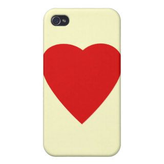 Red and Cream Love Heart Design. iPhone 4 Cover