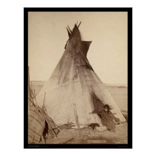 Young Oglala Indian Outside Tipi SD 1891 Print