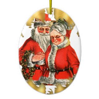 Vintage Mr and Mrs Santa Claus Christmas Ornament